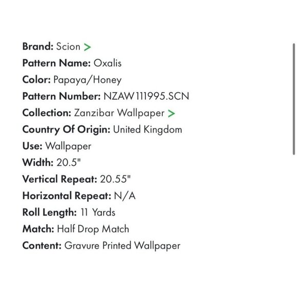 NEW Scion Oxalis Zanzibar Wallpaper Papaya/Honey Lot of 2 Rolls 11 Yards each - Picture 3 of 15